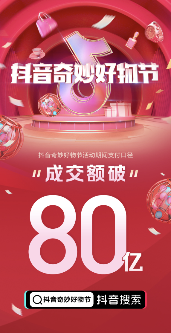 抖音奇妙好物节圆满收官：GMV超80亿 多次刷新直播带货纪录