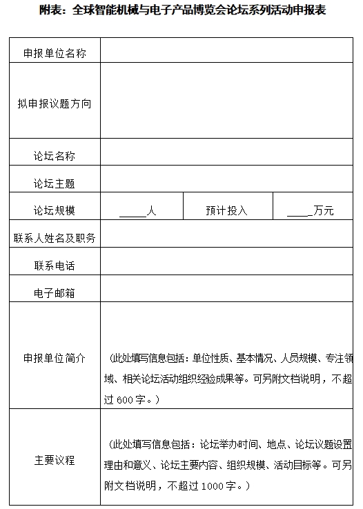 2025全球智能机械与电子产品博览会论坛征集通知